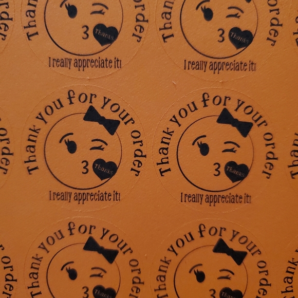 Thank You Stickers Florescent 1 Inch Orange Black - Picture 5 of 6